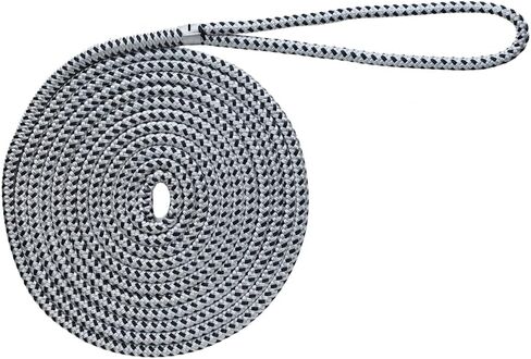 1/2 in x 20 ft Double Braided Dock Line, Navy, 12 in Eye Loop, Heavy-Duty Marine-Grade Docking Rope for Boats, Jet Skis, and Pontoons up to 35 ft in Kuwait