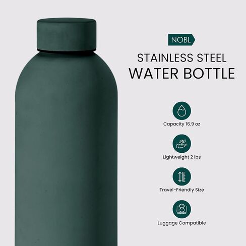 NOBL Stainless Steel Water Bottle,17 oz, 500 ml, Double Wall Vacuum Insulation, Sealed Bottle Keeps Drinks Cold 24 Hrs & Hot 12 Hrs, Leak Proof, Fits Noble Carry-On Cup Holder - Lavender in Saudi Arabia