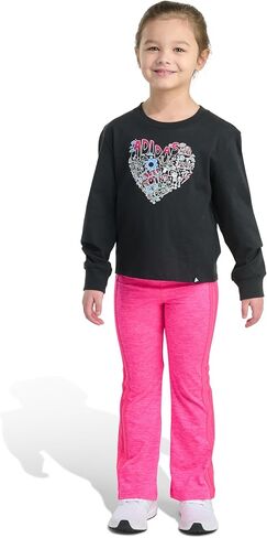 adidas Girls 2-Piece Long Sleeve Graphic Tee & Flare Pant Set, Black, 5 in Saudi Arabia