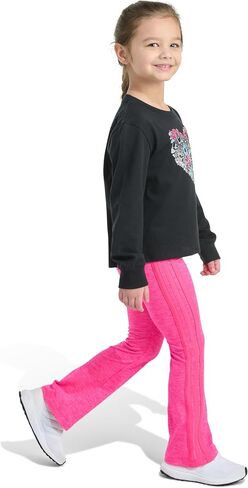 adidas Girls 2-Piece Long Sleeve Graphic Tee & Flare Pant Set, Black, 5 in Saudi Arabia