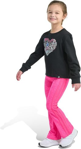 adidas Girls 2-Piece Long Sleeve Graphic Tee & Flare Pant Set, Black, 5 in Saudi Arabia
