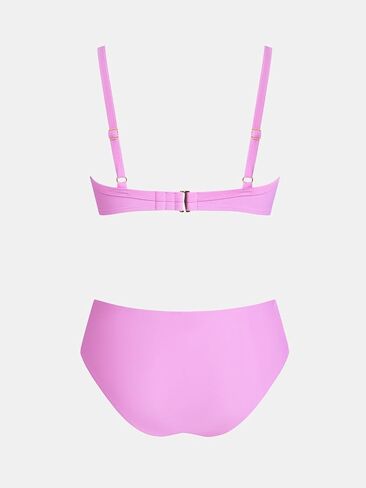 CUPSHE Women's Bikini Set U Wire Supportive Two Piece Swimsuit Ruched Full Coverage Bottom Bathing Suit Adjustable Strap in Saudi Arabia