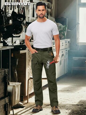 Men's Tactical Pants Water Resistant Stretch Ripstop Cargo Pants Lightweight Outdoor EDC Work Hiking Pants in Saudi Arabia