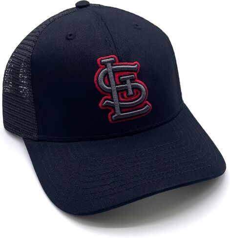 Officially Licensed St. Louis Baseball Hat Adjustable Solid Black Mesh Trucker Classic Team Logo Embroidered Structured Cap in Saudi Arabia