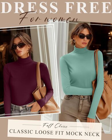 Neer 5 Pack Women's Turtleneck Long Sleeve Tops Basic Thermal Cotton Underwear Base Layer Fall Winter Shirts Multipack in Saudi Arabia