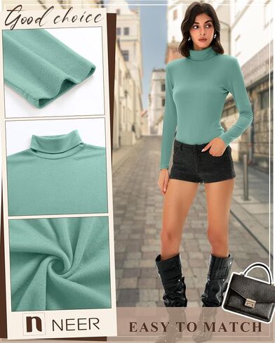 Neer 5 Pack Women's Turtleneck Long Sleeve Tops Basic Thermal Cotton Underwear Base Layer Fall Winter Shirts Multipack in Saudi Arabia