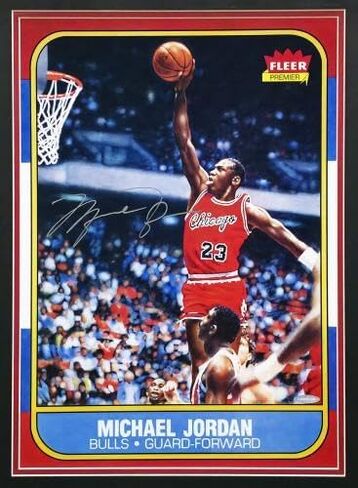 Michael Jordan Autographed Framed 1986 Fleer Rookie Card #57 Blow Up Poster Chicago Bulls UDA Holo #BAM307260 - Basketball Slabbed Autographed Cards in Saudi Arabia