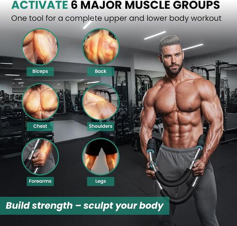 Twister Arm Trainer, for Men & Women, Adjustable with 6 Springs, 3 Resistance Bands for Warming-up & Stretching up The Muscles. Detachable Home Fitness Equipment for Enhancing Body Muscles - Green in Saudi Arabia