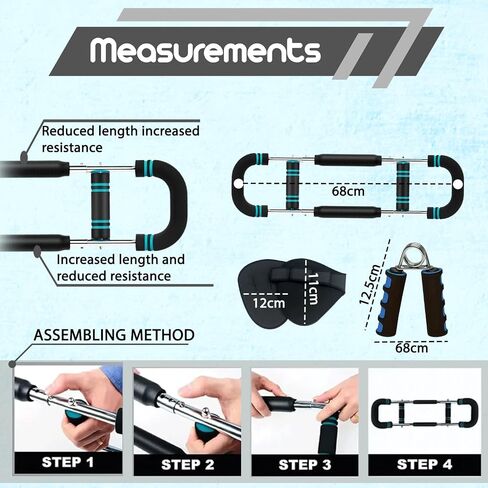 Adjustable Twister Arm Trainer with 2 Grip Pads & Hand Gripper – Arm & Chest Workout Equipment for Men and Women, Muscle & Power Builder Chest Trainer, Home Gym Fitness Strength in Saudi Arabia