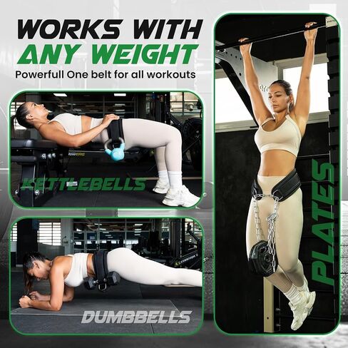 Heavy Duty Hip Thrust Belt for Dumbells, Kettlebells, and Plates - Glute Workout at Home, Gym, and Travel - Dip and Pullup Belt (Chain Included) Comfortable Padding, Double-Stitching in Saudi Arabia