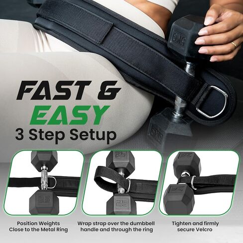 Heavy Duty Hip Thrust Belt for Dumbells, Kettlebells, and Plates - Glute Workout at Home, Gym, and Travel - Dip and Pullup Belt (Chain Included) Comfortable Padding, Double-Stitching in Saudi Arabia