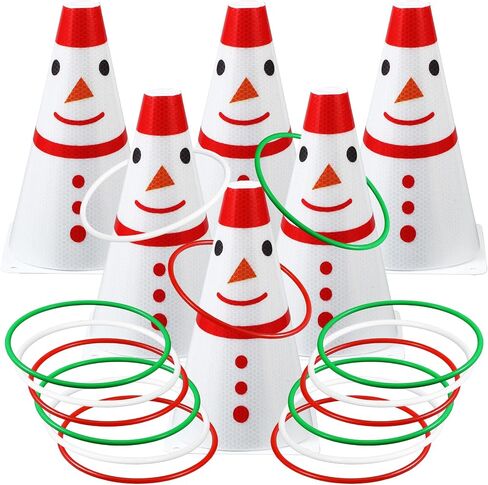 Leitee 6 Sets Candy Corn Ring Toss Game Plastic Cones Ring Toss Combo Set Mini Traffic Cones Toss Game for Sports Training Garden Backyard Outdoor Activities in Saudi Arabia