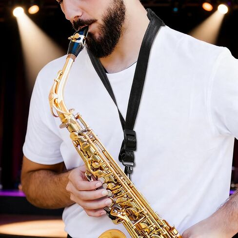 Alto Saxophone Neck Strap, Soft Leather Padded, Alto Sax Neck Strap for Tenor Sax Bass Clarinet Baritone Soprano Saxophone Accessories in Saudi Arabia