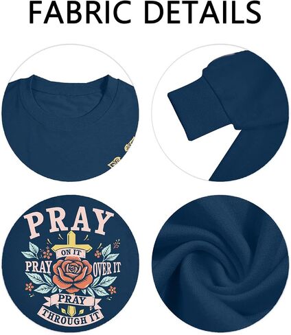 Oversized Christian Sweatshirt for Women Cross Pray Floral Graphic Religious Crewneck Long Sleeve Tee Retro Pullover Top in Saudi Arabia