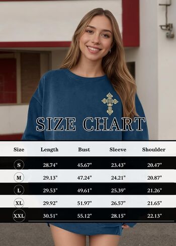Oversized Christian Sweatshirt for Women Cross Pray Floral Graphic Religious Crewneck Long Sleeve Tee Retro Pullover Top in Saudi Arabia