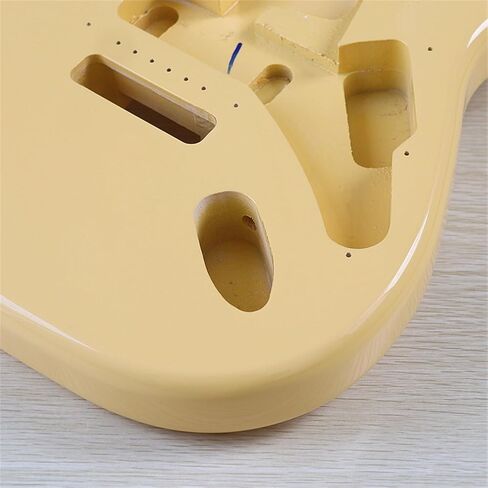 Strat Guitar Body Unfinished Poplar Wood Light Yellow Glossy Electric Guitar Blank Diy Part Replacement Guitar Accessory Modification in Saudi Arabia