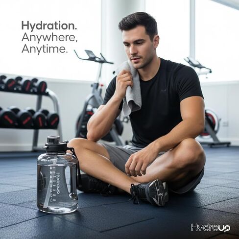 Sport Jug 58oz – Large Clear Plastic Water Jug with 2-in-1 Straw & Chug Lid, Motivational Time Markers, BPA-Free, Leakproof in Saudi Arabia