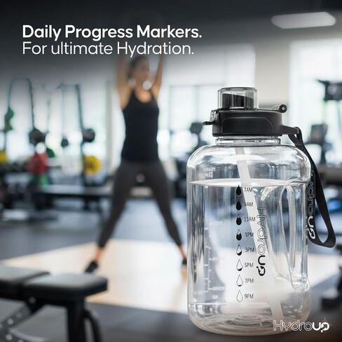 Sport Jug 58oz – Large Clear Plastic Water Jug with 2-in-1 Straw & Chug Lid, Motivational Time Markers, BPA-Free, Leakproof in Saudi Arabia