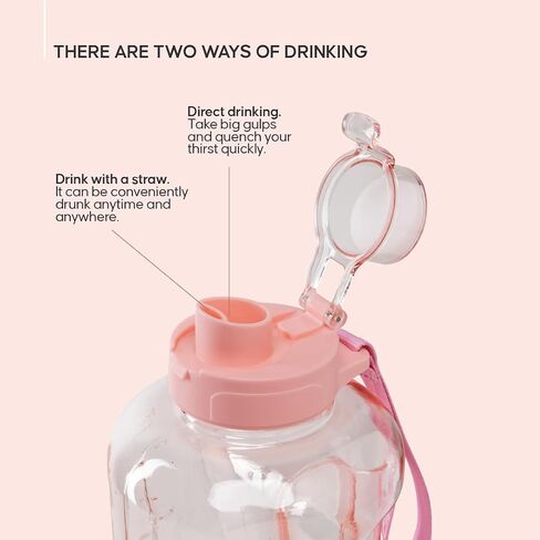 Sport Jug 58oz – Large Clear Plastic Water Jug with 2-in-1 Straw & Chug Lid, Motivational Time Markers, BPA-Free, Leakproof in Saudi Arabia