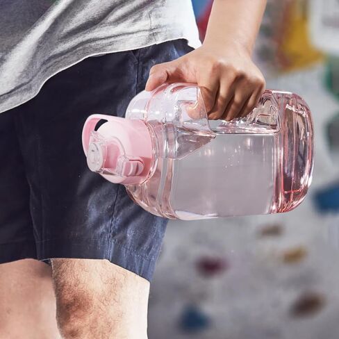 Pink Large Water Bottle, Plastic Reusable Water Bottle Water Jug with Locking, Leak Proof Lid in Saudi Arabia