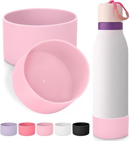 Mity rain 2PCS Silicone Boot for Owala FreeSip Twist Water Bottle, Anti-Slip, Noise-Reducing,Prevents Scratches(24 oz light pink) in Saudi Arabia