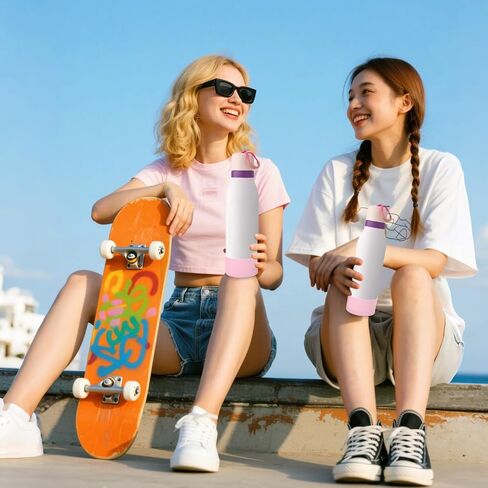 Mity rain 2PCS Silicone Boot for Owala FreeSip Twist Water Bottle, Anti-Slip, Noise-Reducing,Prevents Scratches(24 oz light pink) in Saudi Arabia