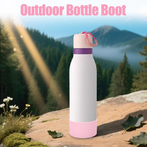 Mity rain 2PCS Silicone Boot for Owala FreeSip Twist Water Bottle, Anti-Slip, Noise-Reducing,Prevents Scratches(24 oz light pink) in Saudi Arabia