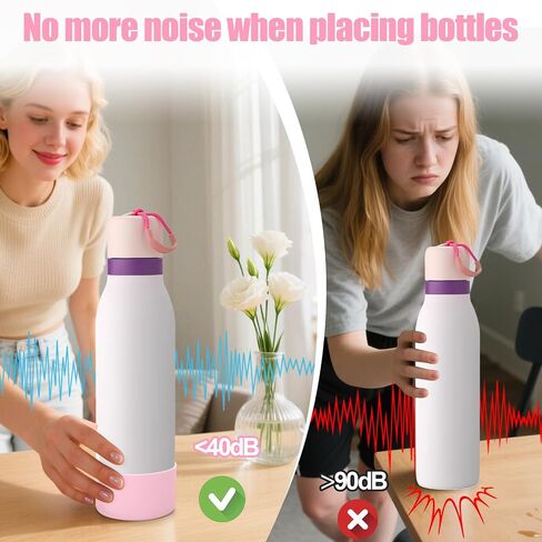 Mity rain 2PCS Silicone Boot for Owala FreeSip Twist Water Bottle, Anti-Slip, Noise-Reducing,Prevents Scratches(24 oz light pink) in Saudi Arabia