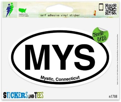 MYS Mystic Connecticut Oval Vinyl Car Bumper Window Sticker 3" x 2" in Saudi Arabia