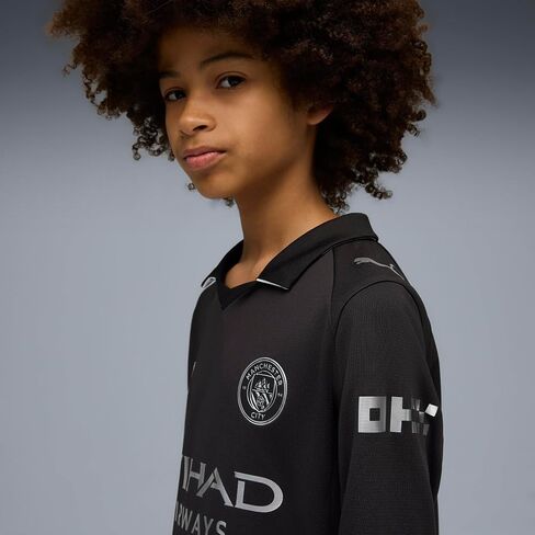 Manchester City FC Kids 2025/26 Long-Sleeve Away Soccer Jersey - Black in Saudi Arabia