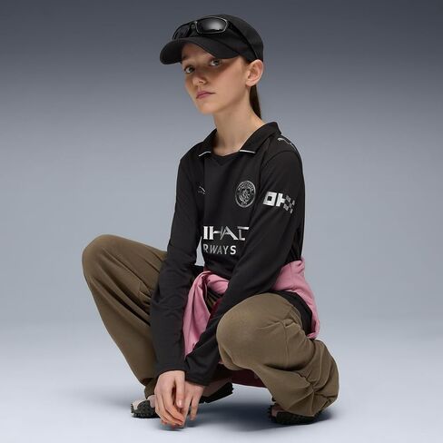 Manchester City FC Kids 2025/26 Long-Sleeve Away Soccer Jersey - Black in Saudi Arabia
