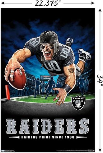 Trends International NFL Las Vegas Raiders – End Zone 20 Wall Poster, 22.375" x 34", Poster & Mount Bundle in Saudi Arabia
