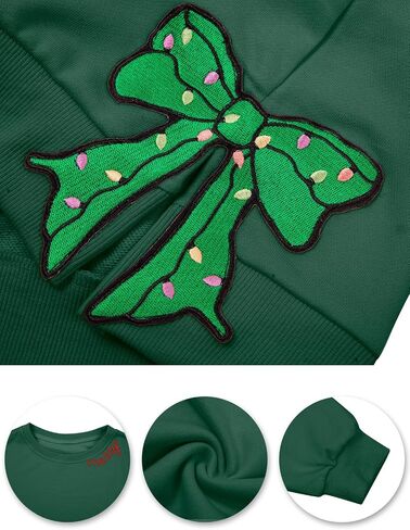 FASHGL Christmas Sweatshirts for Women Merry Christmas Tree Bow Graphic Long Sleeve Xmas Vacation Pullover Christian Top in Saudi Arabia