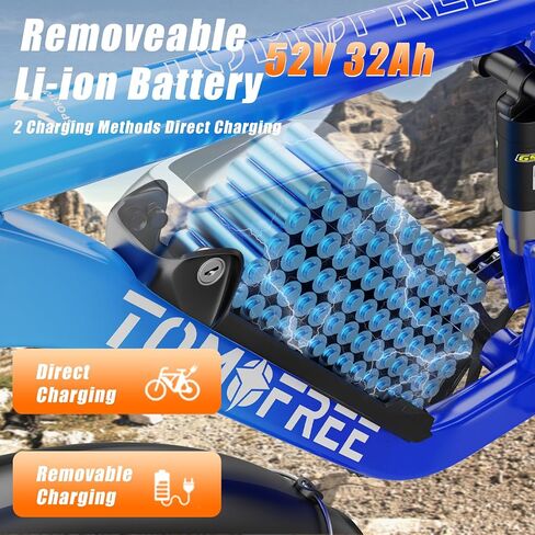 Electric Bike Adults​​ 24in Fat Tire Mountain ​​Electric Bike 5800W​​ Peak 46MPH 75Miles​​​ 52V 32Ah Removable Battery 7-Speed ​​Commuter E-Bikes All-Terrain Step-Thru EBike Long Range in Saudi Arabia
