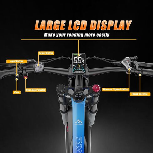 Electric Bike Adults​​ 24in Fat Tire Mountain ​​Electric Bike 5800W​​ Peak 46MPH 75Miles​​​ 52V 32Ah Removable Battery 7-Speed ​​Commuter E-Bikes All-Terrain Step-Thru EBike Long Range in Saudi Arabia