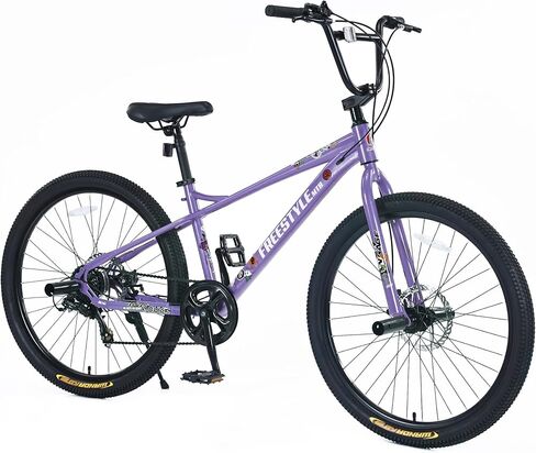 WEEROCK 26 بوصة دراجة جبلية 7 سرعات إطار فولاذي MTB، 26 بوصة دراجة طلابية طراز BMX مع مقود BMX، 4 أوتاد خطوات، إطارات دراجة 26 × 2.35 بوصة، فرامل قرصية للرجال والنساء البالغين وكبار السن، متعدد الألوان in Kuwait