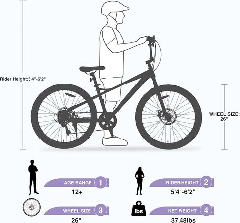 WEEROCK 26 بوصة دراجة جبلية 7 سرعات إطار فولاذي MTB، 26 بوصة دراجة طلابية طراز BMX مع مقود BMX، 4 أوتاد خطوات، إطارات دراجة 26 × 2.35 بوصة، فرامل قرصية للرجال والنساء البالغين وكبار السن، متعدد الألوان in Kuwait