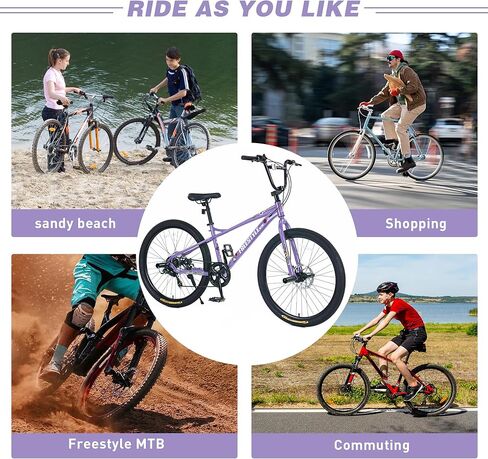 WEEROCK 26 بوصة دراجة جبلية 7 سرعات إطار فولاذي MTB، 26 بوصة دراجة طلابية طراز BMX مع مقود BMX، 4 أوتاد خطوات، إطارات دراجة 26 × 2.35 بوصة، فرامل قرصية للرجال والنساء البالغين وكبار السن، متعدد الألوان in Kuwait