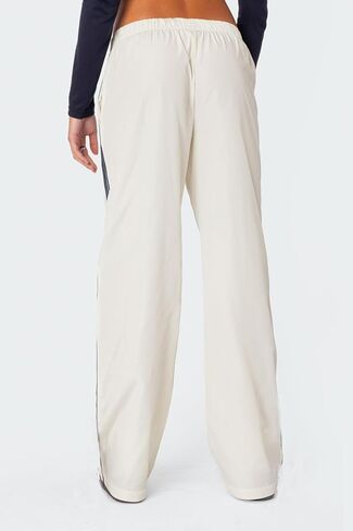 FOMOYUU Women Side Striped Athletic Pants Wide Leg Elastic Waist Baggy Jogger Sweatpants Straight Leg Track Pants Streetwear in Saudi Arabia