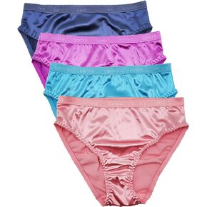 Womens Silky Sexy Satin Bikini Panties Small - Plus Size Women Underwear Multi-Pack