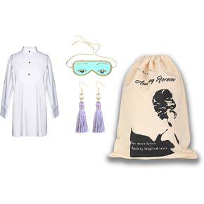 Audrey in a Bag Iconic Holly Complete Sleep Costume Set with Tassel Earrings Inspired by Breakfast at Tiffany’s