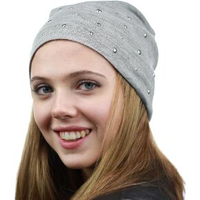 Unisex Comfort & Warm Knit Studded Slouchy Beanie Hat