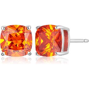 Morgan & Paige Sterling Silver Cushion Cut 4-prong setting Cubic Zirconia Stud Earrings with Butterfly-back