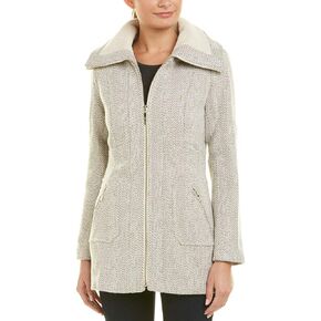 kensie Women's Full Zip Front Wool Blend Tweed Jacket