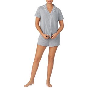 Jones New York Women's Short Sleeve Notch Collar Top and Boxer Short Pajama Set