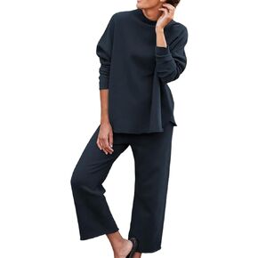 Feager Two Piece Sweat Sets Outfits Fall Fashion Casual Trendy Lounge Sweatsuits Cozy Knit Sweat Loungewear Set