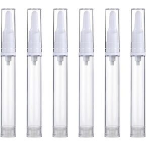 Qeuly 6 Pack Airless Pump Jars Travel Foundation Container, Travel Size Eye Cream Dispenser Empty Refillable Cosmetic Pump Bottles for Lotion Skincare Serum 15ml
