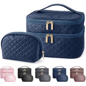 MAANGE Makeup Bags, 2 PCS Cosmetic Bag Leather Makeup Travel Bag in Kuwait