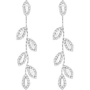 SELOVO Crystal Leaf Wedding Earrings for Brides Bridesmaid Rhinestone Dangling Earrings for Women