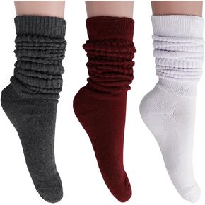 AWS/American Made 3 Pairs Colorful All Cotton Slouchy Socks Shoe Size 5 to 10